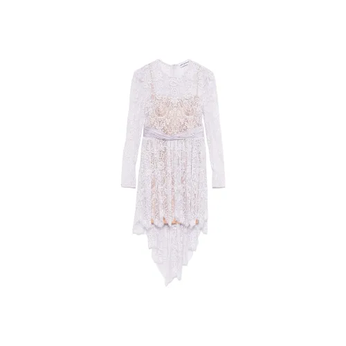 Self Portrait Длинное Платье с Длинными Рукавами Женское Светло-фиолетовое