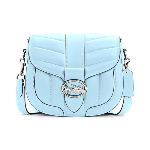 COACH Georgie Sheepskin Saddle Bag Crossbody Bag Small Women's Light Blue