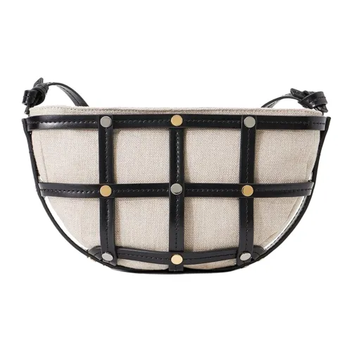 Staud Кожа с Льняная ткань Сумка через плечо Сумка на плечо Женская Черная