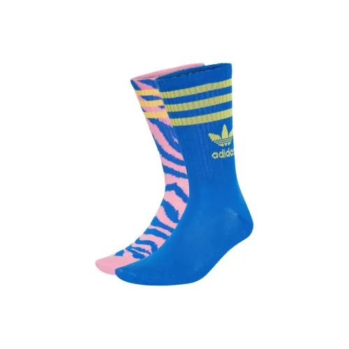 Adidas Originals X FARM RIO Высокие носки Унисекс 2 упаковки Синий Блаженный Розовый