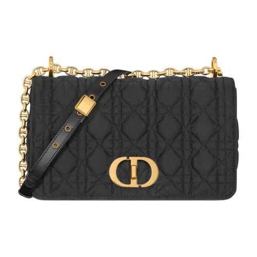 DIOR Caro Техническая ткань Телячья кожа Сумка через плечо Женская Черная