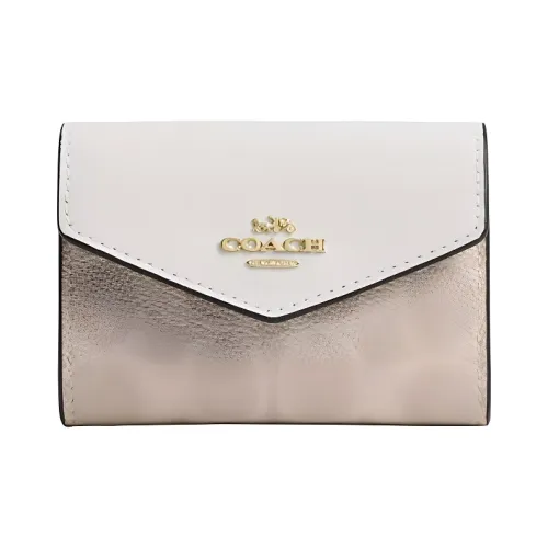 COACH Flap Card Case Покрытый холст Картхолдер Мини Женские Мел белый