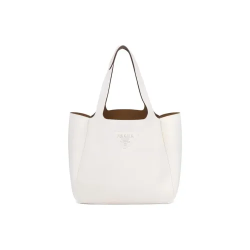 PRADA Dynamique Телячья кожа Одно плечо Сумка Женская Белая с Карамель