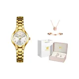 Золото Белый Циферблат [Браслет + Ожерелье + Коробка]