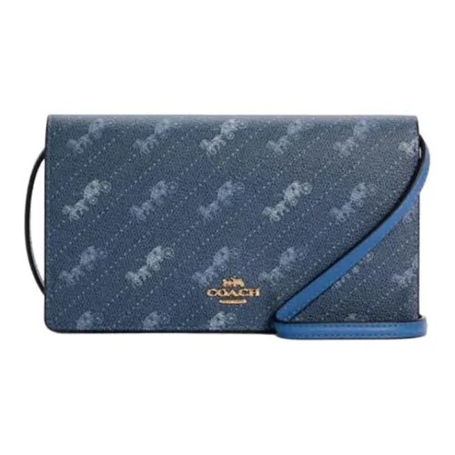 COACH Кожа Сумка с клапаном Сумка через плечо Маленькая Женская Синяя