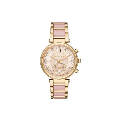 MICHAEL KORS Наручные часы Кварцевый механизм Ацетат Нержавеющая сталь Ремешок 39 мм Розовый циферблат Женские часы