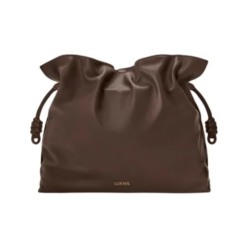 LOEWE Flamenco Napa Голень Кожа Клатч Сумка на плечо Большая Женская Шоколадно-коричневая