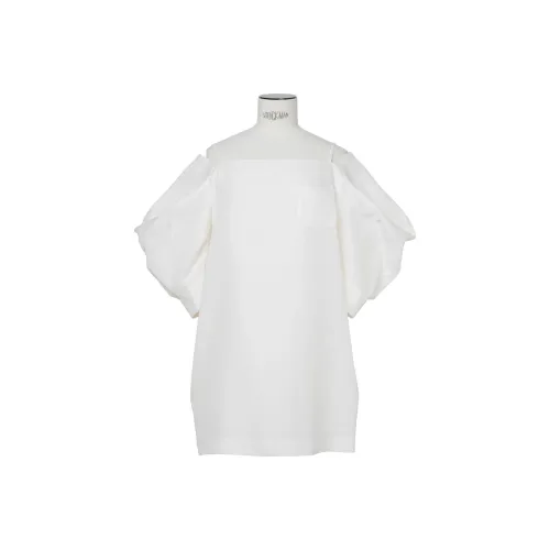 Sacai SS25 Экрю Женские Короткие Платья с Рукавами