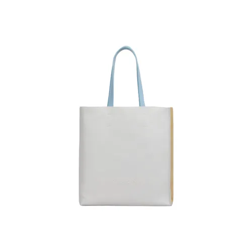 MARNI Телячья кожа Тоут Сумка Сумка для покупок Сумка на плечо Сумка Большая Женская Белая и Бежевая