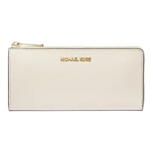 MICHAEL KORS Jet Set Travel Крестообразная текстура Кожа Кошелек Большой Женские Молочный белый