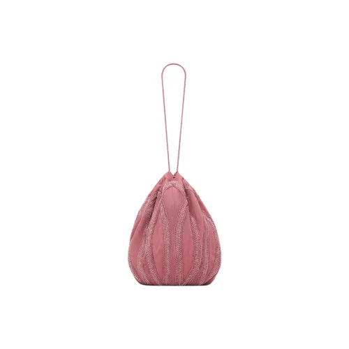 SAINT LAURENT Tutty Silk Clutch Bag Women's Candy Pink