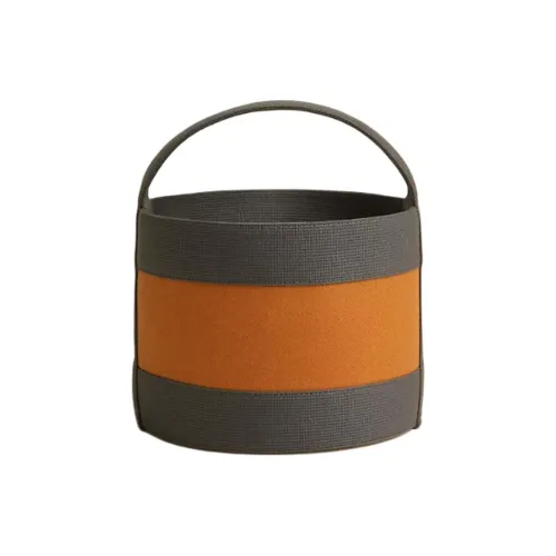 HERMES Sherwood Шерсть Ведрообразная Сумка Маленькая Женская Темно-Серый и Оранжевый