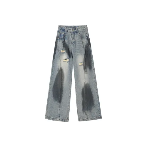 FOREST LIBRARY Винтажные синие унисекс джинсы