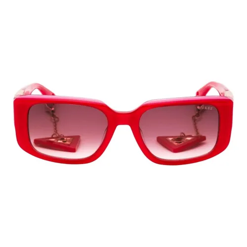 GUESS В зависимости от официального сайта Прямоугольные Солнцезащитные очки Унисекс Розовый Красный