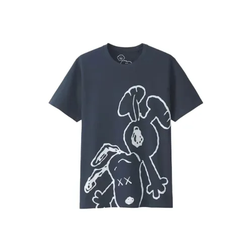 KAWS совместная брендированная мужская футболка морского синего цвета