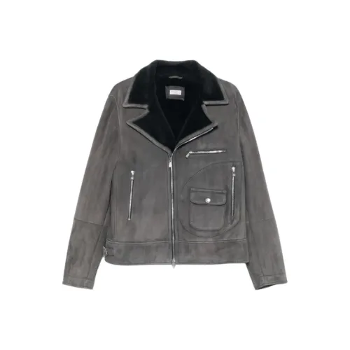BRUNELLO CUCINELLI SS25 Кожаная куртка мужская средний серый