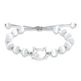Искрящийся Луна Кошка Браслет - Белый