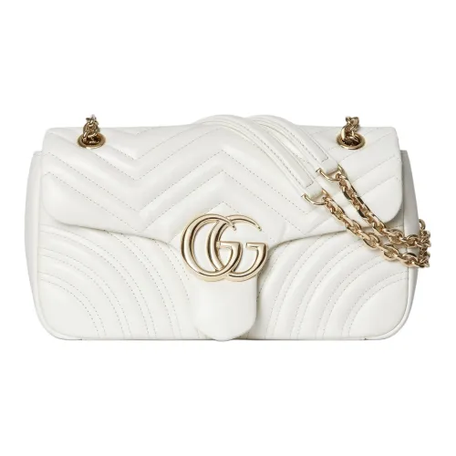 GUCCI GG Marmont Овечья кожа Сумка через плечо Средняя Женская Белая