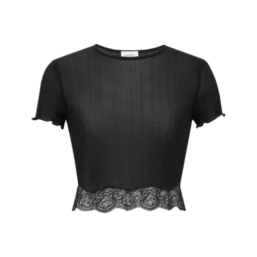 SAINT LAURENT Стандартная футболка женская черная