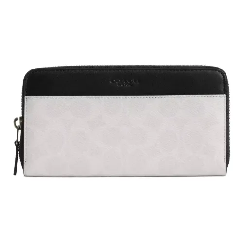 COACH Покрытый холст телячья кожа кошелек маленький мужской серый белый и черный