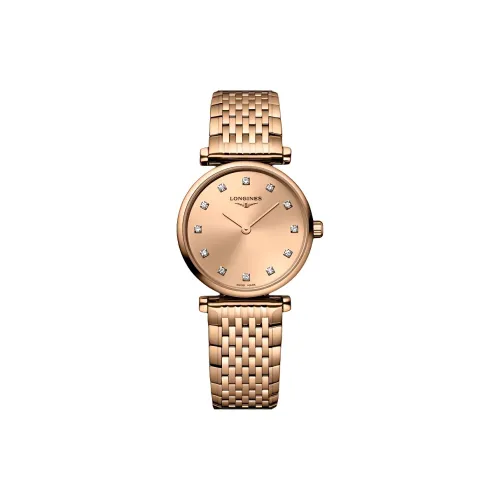 LONGINES Jialan Collection Кварцевый механизм Женские часы 24 мм Золотой циферблат Корпус из нержавеющей стали Ремешок из нержавеющей стали