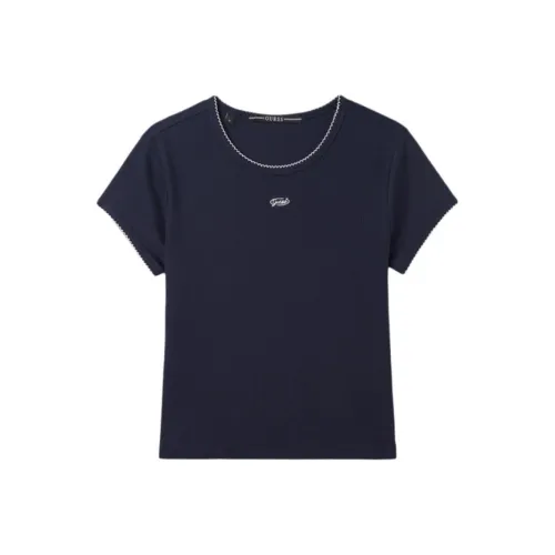GUESS Женские футболки темно-синего цвета