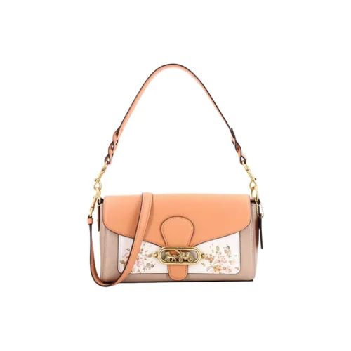 COACH Нефритовый PVC Плечевая сумка переносная сумка через плечо среднего размера женская хаки и светло-оранжевый