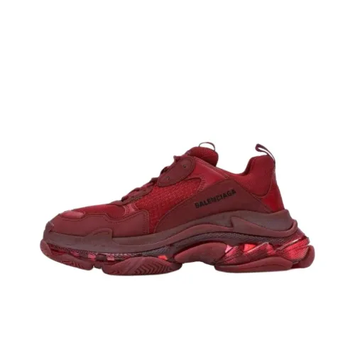 Balenciaga Triple S Low Топ Толстая подошва Кроссовки Мужские Бордовые