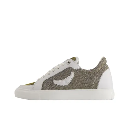 Zadig Voltaire FLY On Low Топ Скейтборд Кроссовки Женские Серебряные Белые