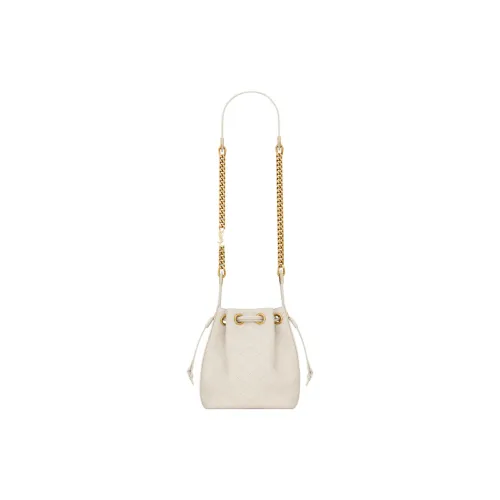 SAINT LAURENT Cassandre Lambskin Bucket Bag Shoulder Bag Women's Vintage White SAINT LAURENT Cassandre Сумка из овечьей кожи плечевая сумка женская винтажный белый