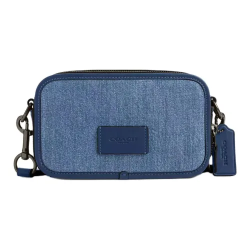 COACH Wyatt Denim Crossbody Bag Shoulder Bag Small Men's Blue Dark Blue