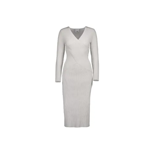 ALLUDE Серый Женские Длинные Платья с Рукавами