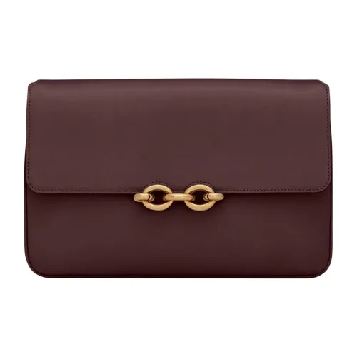 SAINT LAURENT LE MAILLON Кожаная сумка через плечо сумка на плечо женская каштаново-коричневая