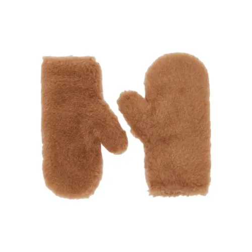 MaxMara Фур Шерсть Металл Шелк Перчатки из верблюжьей шерсти Унисекс Коричневый