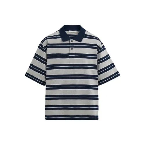 ZARA Поло Мужское с зебровым принтом Серого цвета