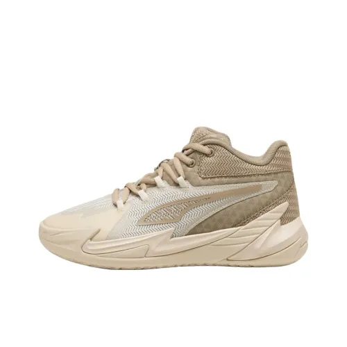 PUMA Dagger Аbrasion Resistant MID Топ Детские Баскетбольные Кроссовки Бежево-коричневый Подростки