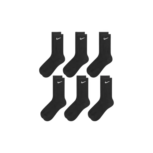 Найк Высокие Носки Мужские 6 Пачек Черные