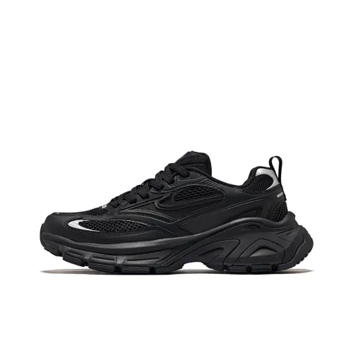 Erke Hongyu 2,0 Дышащий и Износостойкий Низкий Топ Кроссовки с Толстой Подошвой Мужские Глубокий Черный