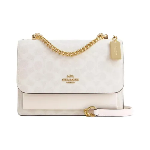 COACH Klare Фирменный Покрытый холст Сумка через плечо Маленькая Сумка на плечо Женская Белая и Бежевая