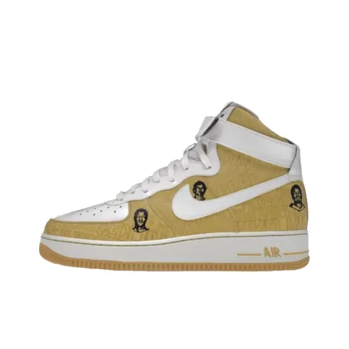 Nike Air Force 1 Устойчивые к истиранию высокие кроссовки для скейтбординга Мужские Золотые