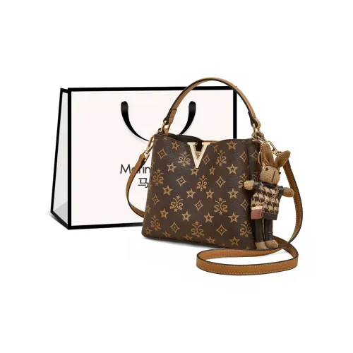 MARINO ORLANDI ПВХ Ведрообразная Сумка на одно плечо Женская Кофейного Темно-коричневого цвета