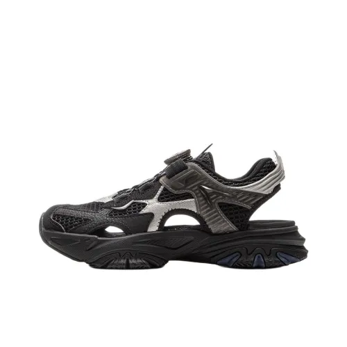 LINING YOUNG Sports Life Collection Противоскользящие Устойчивые к истиранию Низкие Топы Детские Сандалии Черные Серебряные Подростковые