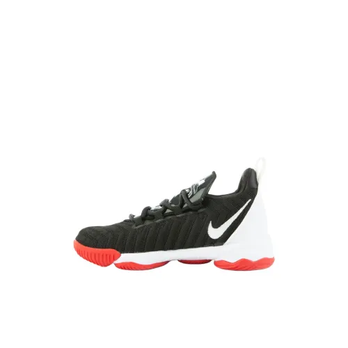 nike Lebron 16 Устойчивый к истиранию Низкий Топ Детские Баскетбольные кроссовки Черный Белый Для детей 3-7 лет