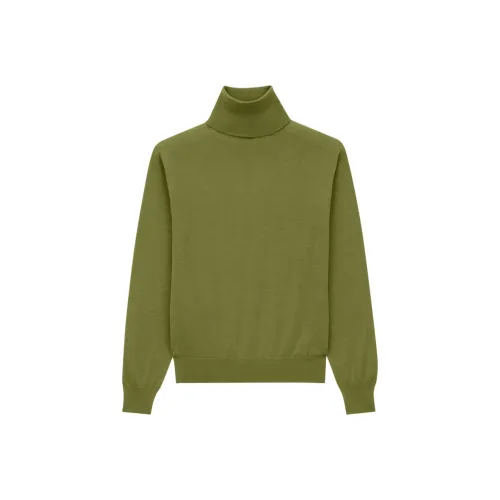 SAINT LAURENT Кашемировый свитер женский оливково-зеленый