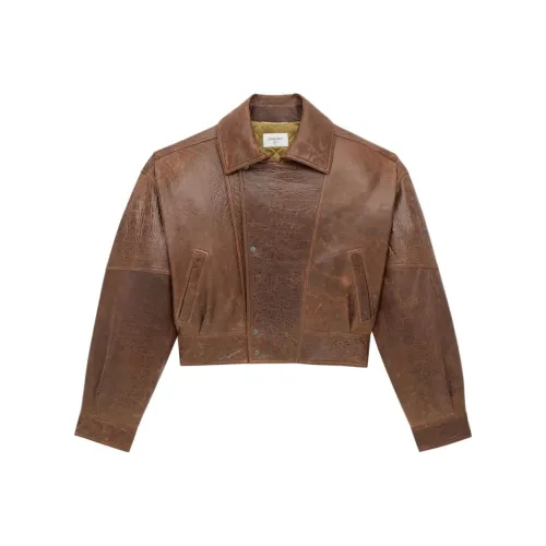 SAINT LAURENT Кожа Куртка Женская Умбра