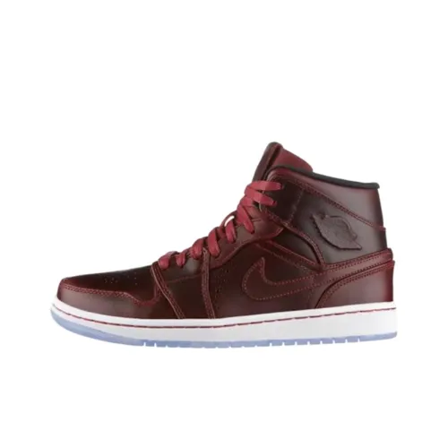 Jordan Air Jordan 1 Устойчивый к истиранию MID Топ Винтажные баскетбольные кроссовки Мужской Красный