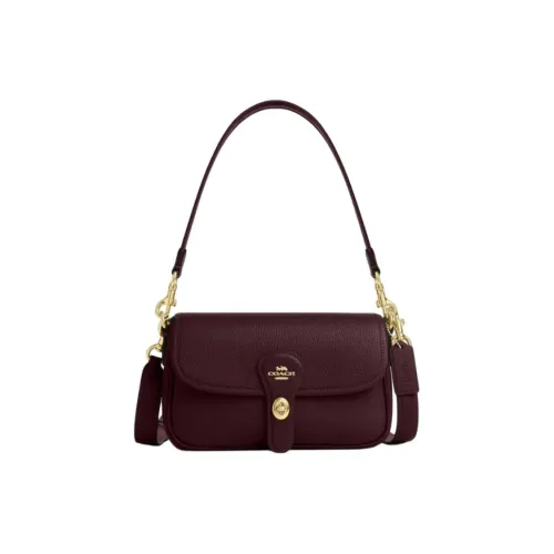 COACH Hadley Кожа Сумка через плечо Сумка на плечо Средняя Женская Темно-красная Коричневая