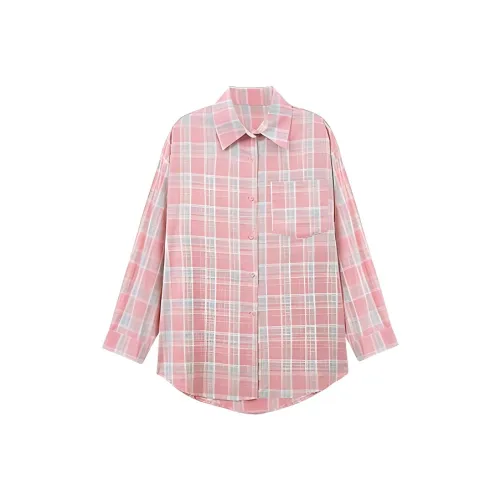 JECCI FIVE Розовый Зеленый Клетчатый Женские Рубашки