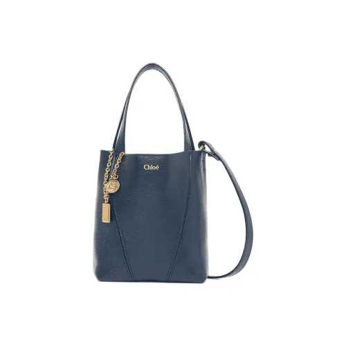 Chloe SPIN Коровья кожа Тоут Сумка Сумка для покупок Сумка через плечо Сумка Маленькая Женская Синяя