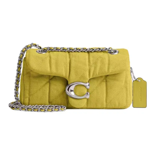 COACH Tabby Лоскутное шитье Деним Сумка на плечо Маленькая Женская Светло-желтая